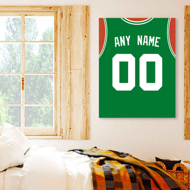 Boston Jersey Custom Canvas Print Wall Art for Boy Girl Men Women Basketball Personalized Canvas Art